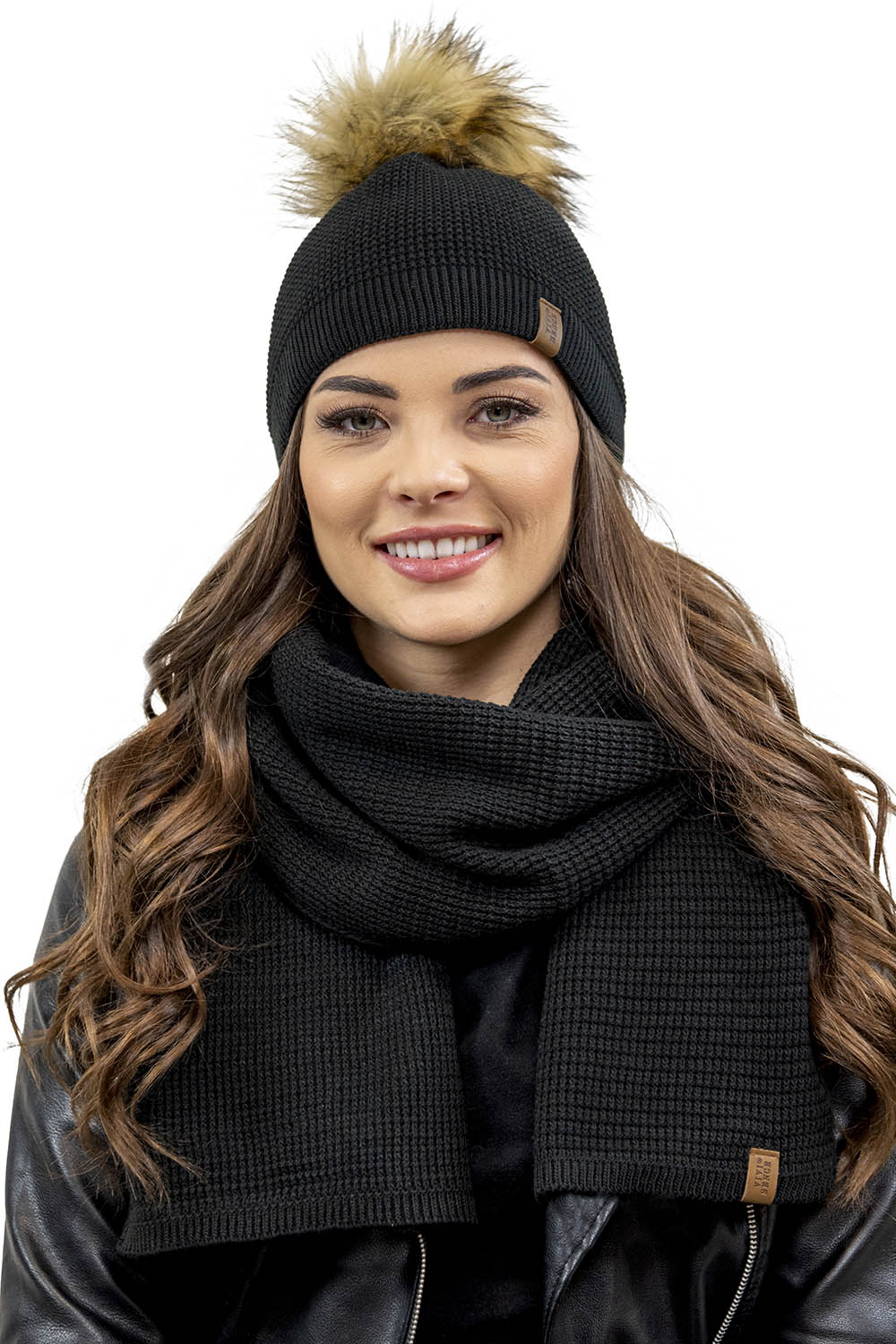 Vivisence Écharpe Femme Large Tricotée Chaude Douce Élégante Pour L’Hiver 7041S, noir