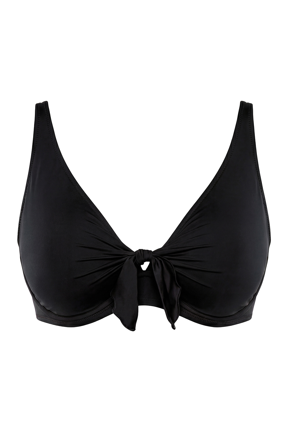 Vivisence Womens Underwire Swim Bra Non Padded with Tie Front Adjustable Straps for Full Bust Support, black