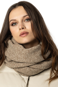Vivisence Women's Loop Scarf Winter Fashionable Cozy Warm Yarn For Cold Days 7108, beige melange