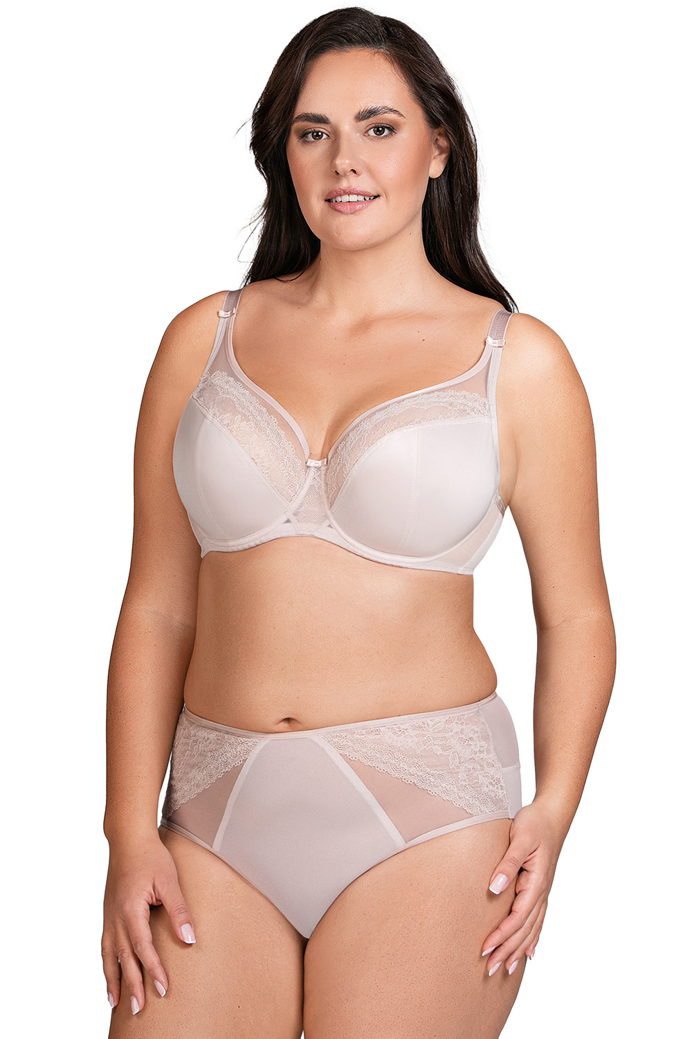 Vivisence Soft Bra Floral Lace With Rose Gold Details For Everyday Elegance 1081, Beige