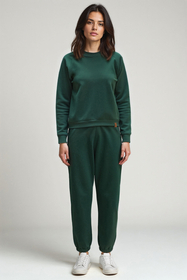 Vivisence Womens Sweatshirt Cotton Long Sleeve Everyday Loungewear 9004, green