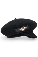 Vivisence Damen Mütze Winter Kaskett Handgefertigtes Herbst Eleganter Perfekte 7063, schwarz