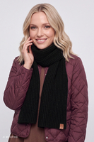 Vivisence Women's Ribbed Wool Blend Scarf, black
