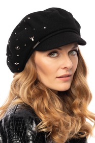 Vivisence Damen Mütze Winter Kaskett Handgefertigtes Herbst Antistatischem 7062, schwarz