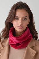 Vivisence Women Winter Snood Scarf Soft Knit Cozy Everyday Warmth For Cold Days, ruby