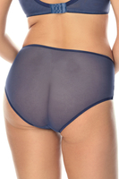 Vivisence Cullote Slip Classique Taille Haute En Microfibre Et Dentelle Confortable Élégant Avec Inserts Délicats Parfait Pour Un Ensemble Et Raffiné 1004W, bleu foncé