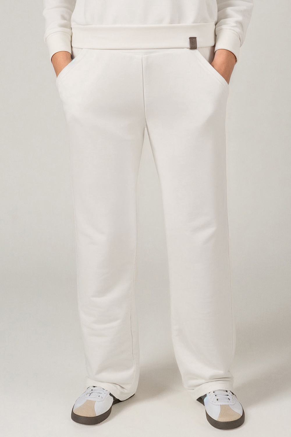 Vivisence Women's Sweatpants Wide Leg Lounge Relaxed Fit High Waist Knit Trousers With Elastic Waistband And Side Pockets Ideal For Casual Everyday Or Homewear Looks 9102, White