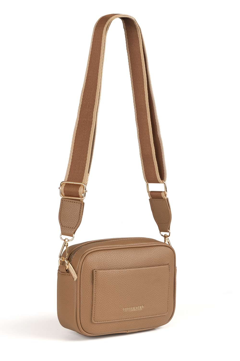 Vivisence Women's Crossbody Zipper Pocket Wide Adjustable Strap, brown