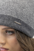 Vivisence Damen Bommelmütze Winter Bommel Strickmütze Subtilem Pepitamuster 7095, graues Pepitamuster