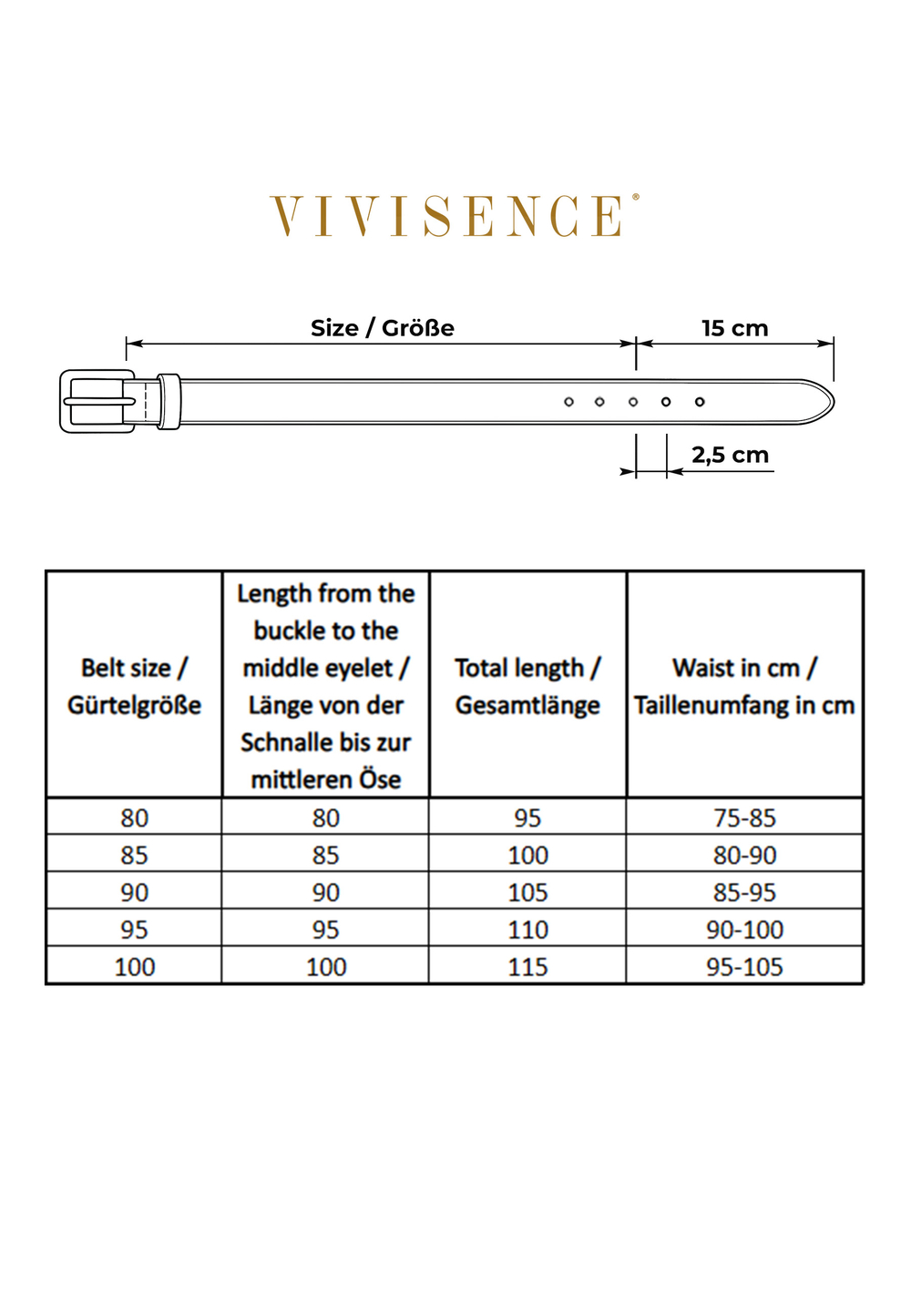 Vivisence Ceinture Femme Slim Boucle Argent Réglage Précis Confort P0006, marron