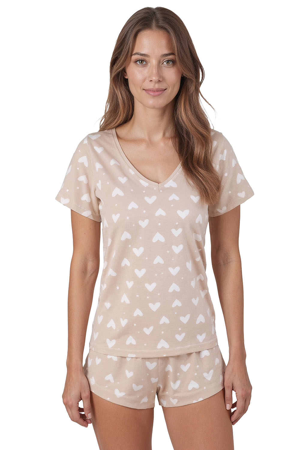 Vivisence Femme Haut De Pyjama Coton Décolleté en V Confort Nuit 2048, beige clair