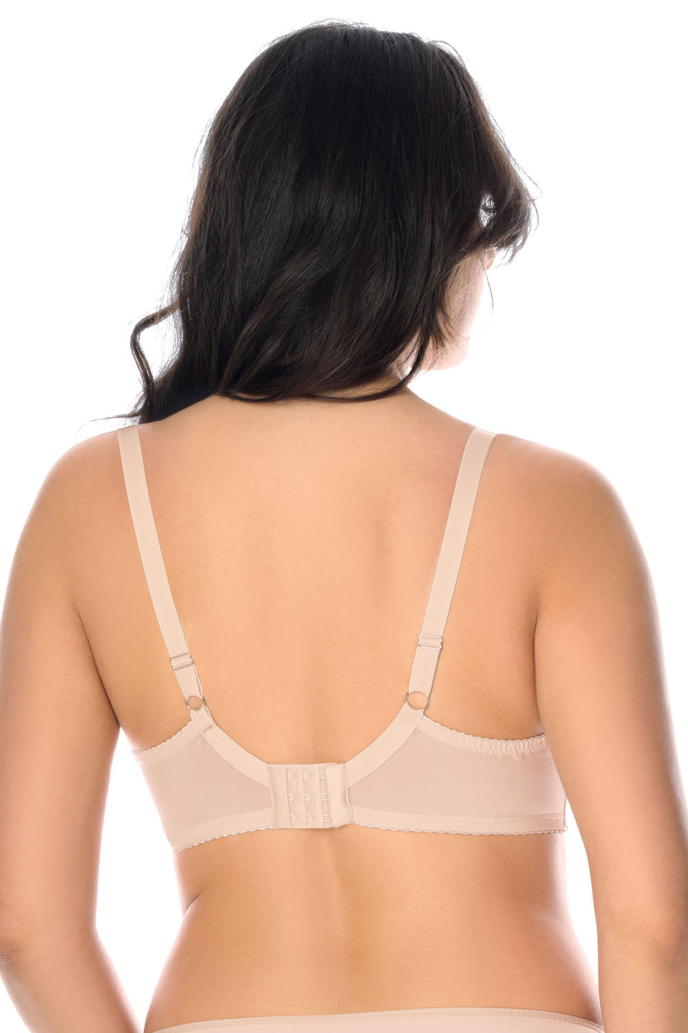 Vivisence Underwired Bra Lace Semi Padded Bra Half-Padded Cups Floral Lace Details Adjustable Straps Side Seam Boning Perfect for Elegant Gift, beige