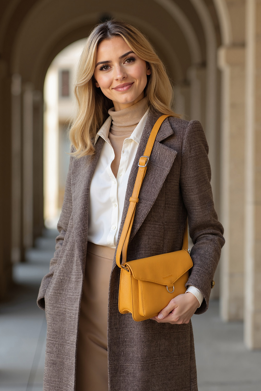 Vivisence Sac Bandoulière Femme Fermeture Aimant Le Confort au Quotidien, jaune