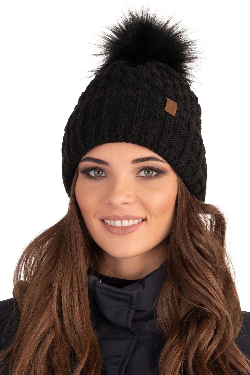 Vivisence Wintermütze mit Bommel Damen Warmes Ideal Für Kalte Wintertage 7015, schwarz