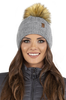 Vivisence Bonnet À Pompon Femme Doublé En Polaire Avec Pompon En Fausse Fourrure 7019, gris clair