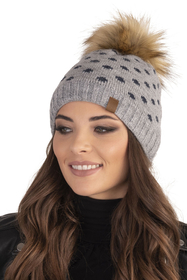 Vivisence bonnet d'hiver avec pompon 7033, gris clair
