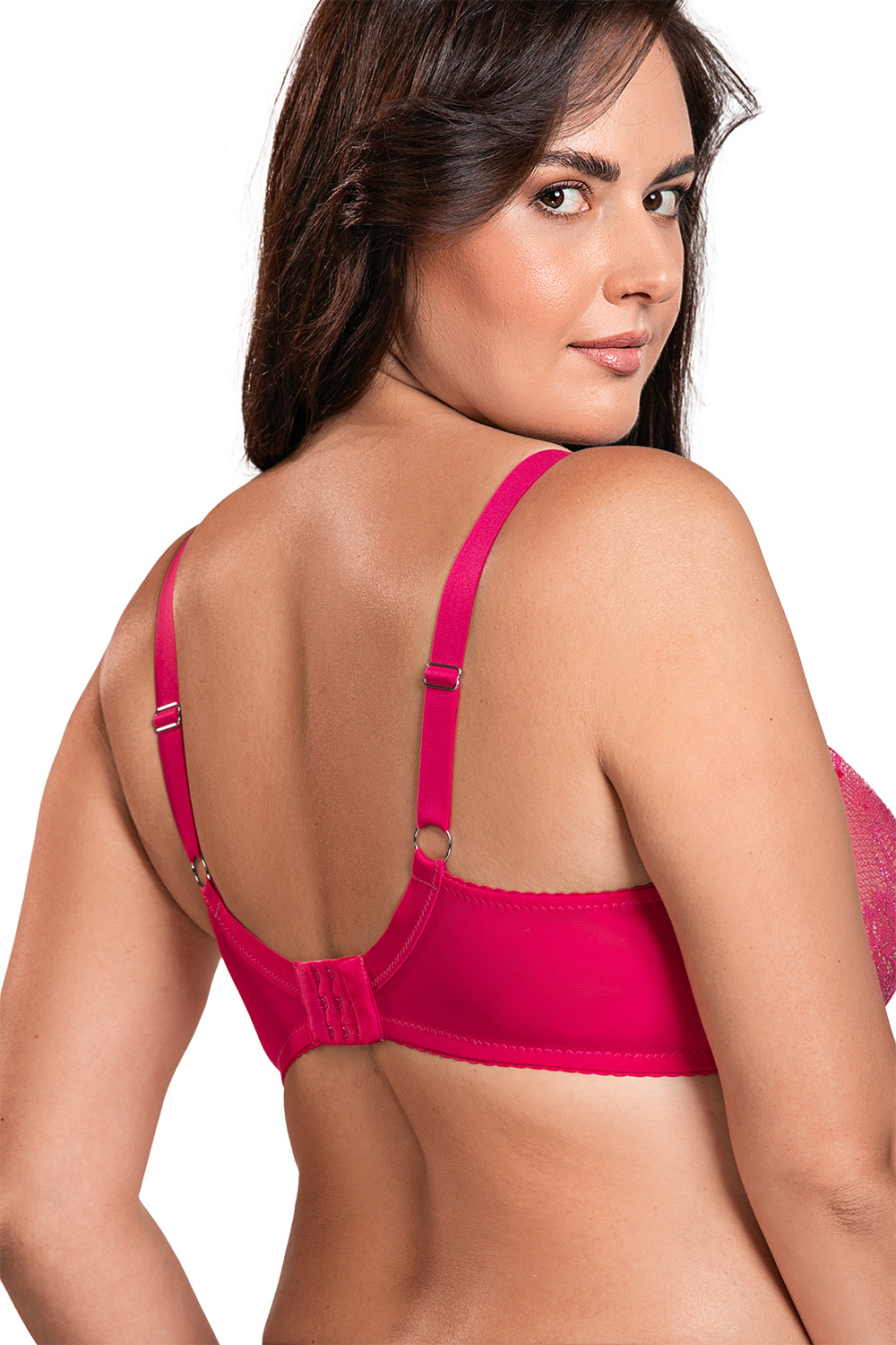 Vivisence Womens Lace Underwire Bra With Soft Cups Adjustable Straps Mesh Details Ideal For Everyday Wear, fuchsia