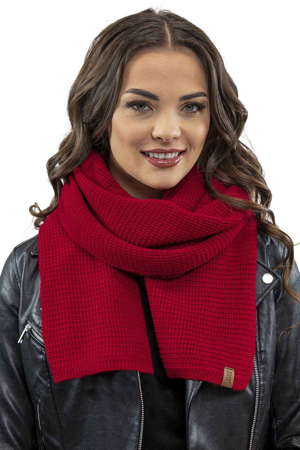 Vivisence Damen Schal Strick Warm Breit Weich Elegant Sportlich Winter 7041S, rot