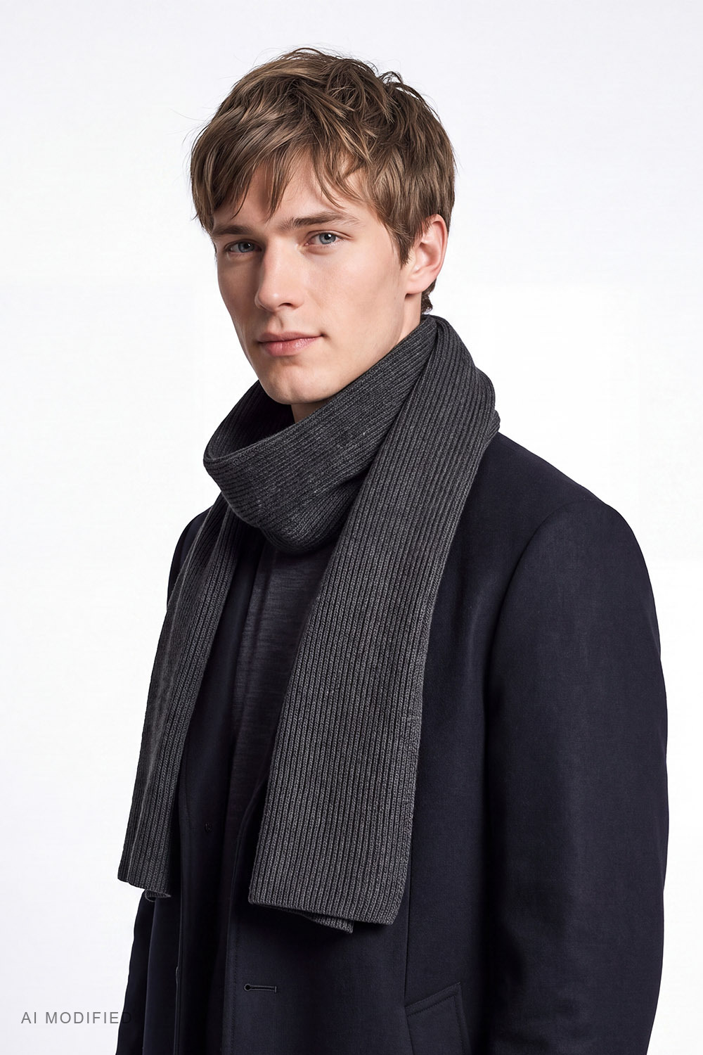 Vivisence Herren Set Mütze Schal Wolle Strick warm für Winter Alltag, dunkelgrau
