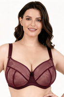 Vivisence Soutien Gorge Femme Non Rembourré À Armatures Tulle Maintien Naturel, bordeaux
