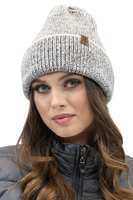 Vivisence Bonnet Femme Hiver Tricoté Bicolore En Fil Chaud Pour L’Automne 7098, gris
