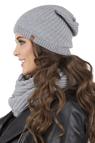 Vivisence Stylish Women's Winter Set Including Warm Knitted Hat And Matching Snood Scarf Made From Soft And Warm Fabric For Maximum Comfort Ideal For Cold Winter And Autumn Weather, light grey