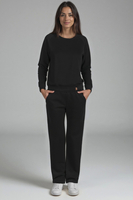 Vivisence Women's Sweatpants Wide Leg Lounge Relaxed Fit High Waist Knit Trousers With Elastic Waistband And Side Pockets Ideal For Casual Everyday Or Homewear Looks 9102, Black