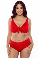 Vivisence Womens Underwire Swim Bra Non Padded with Tie Front Adjustable Straps for Full Bust Support, Red