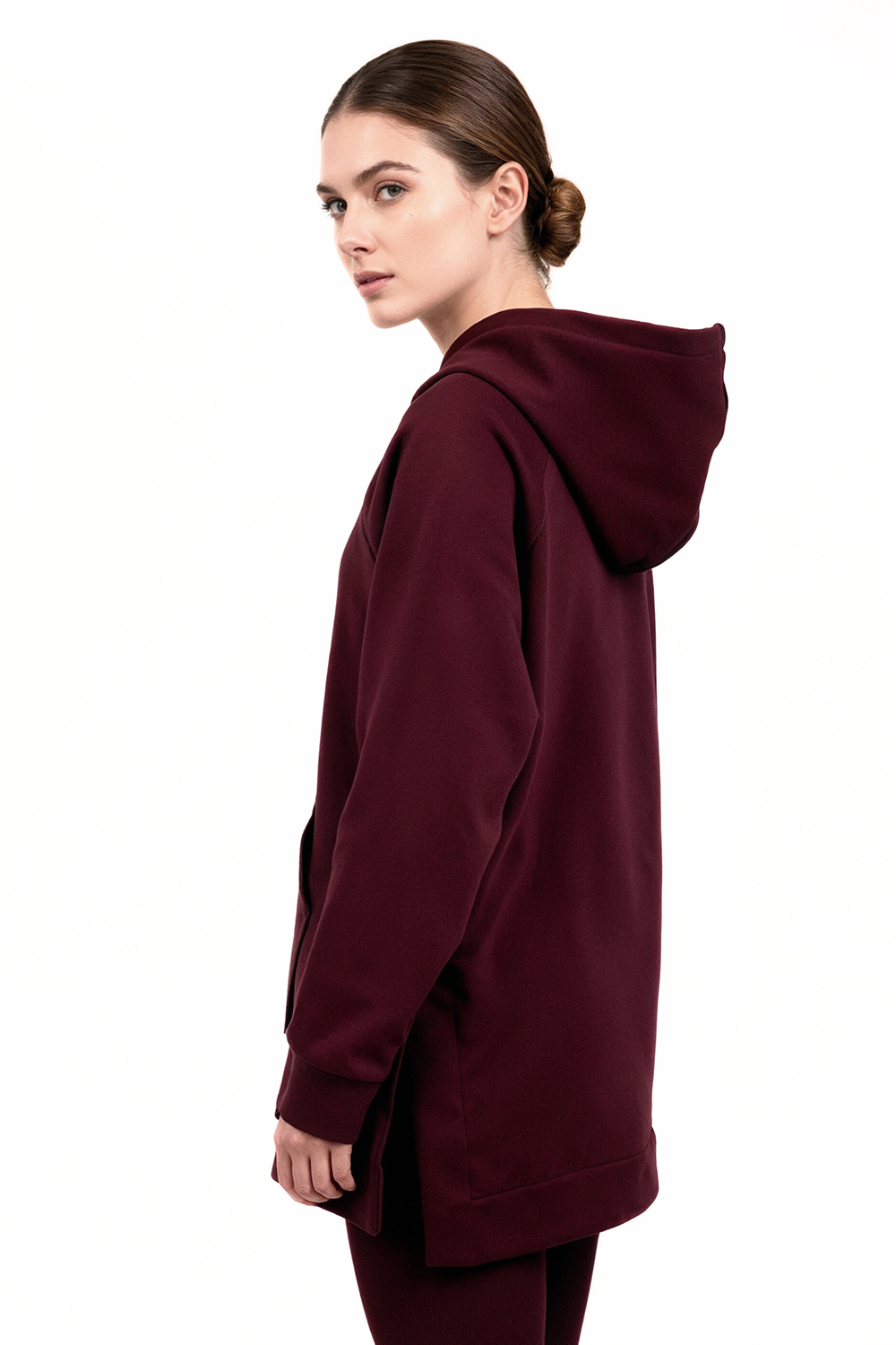 Vivisence Femme Sweat À Capuche Coton Élasthanne Confort Quotidien Douceur, bordeaux