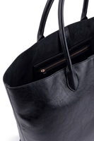 Vivisence sac porté épaule shopper polyuréthane sac cabas femme, noir