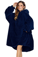 Vivisence Damen Deckenpullover Mit Socken Warm Flauschig One Size Geschenk 5028Kmpl, dunkelblau