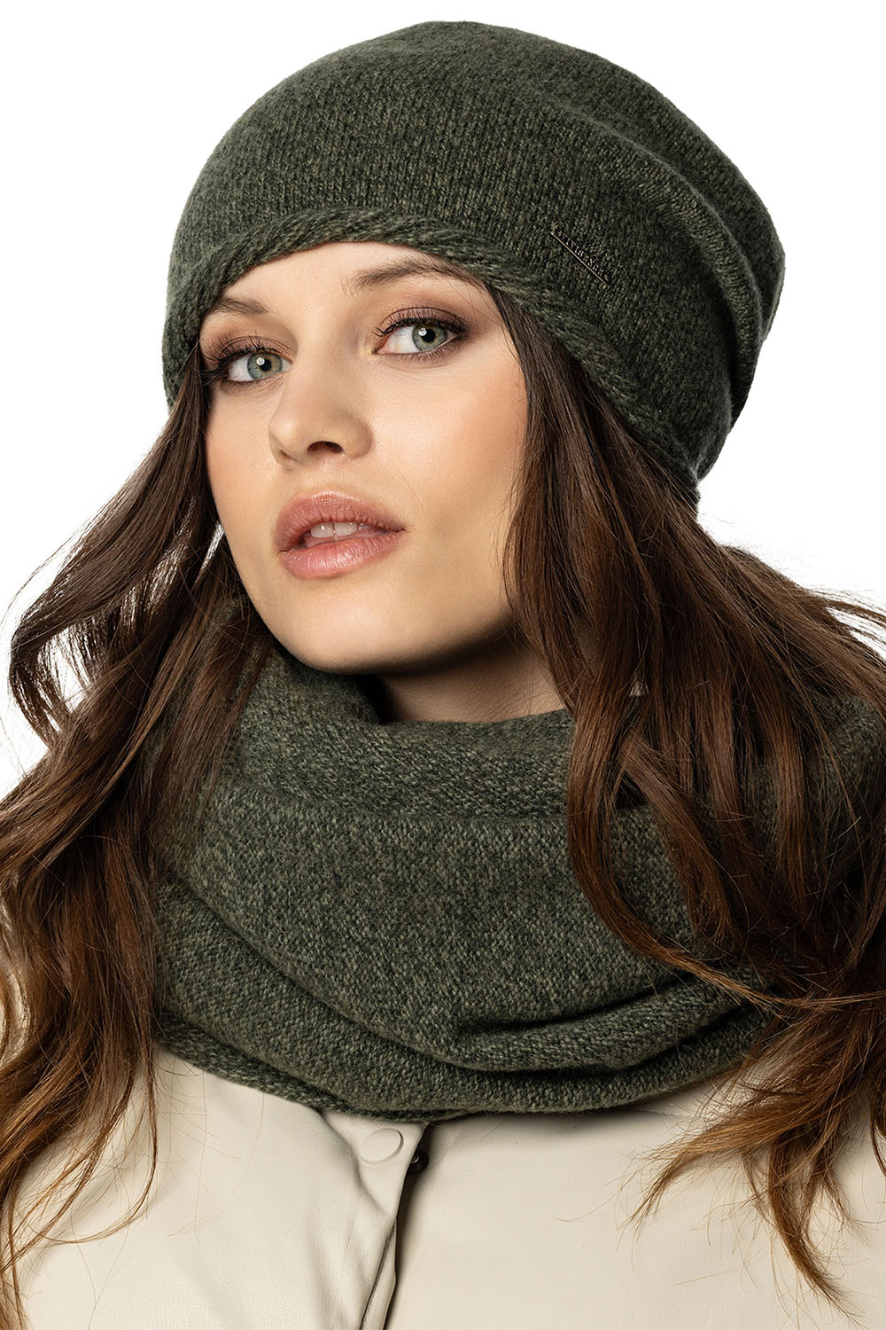 Vivisence Damen Mütze Winter Warmem Wollgarn Klassische Herbst Wintermütze 7087, grüne Melange