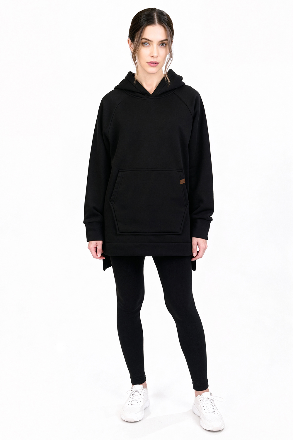 Vivisence Damen Leggings Und Hoodie Set Baumwollmix Mit Stretch Für Alltag, Schwarz