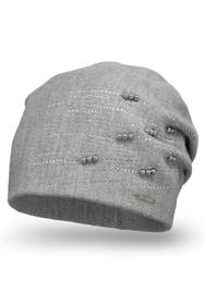 Vivisence Bonnet Femme Tricoté Chaud En Polaire Avec Perles Élégantes 7012, gris clair