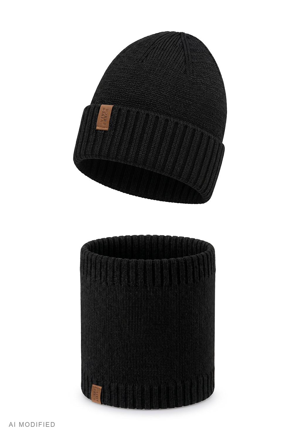 Ensembles bonnet+cache-cou, noir