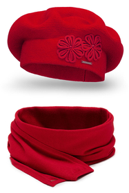 Vivisence Béret Et Écharpe Femme Pour L'automne et L'hiver Chauds En Laine Mélangée Accessoires Pour Hommes Tricot Souple Ajustement Parfait Divers Styles Et Couleurs Disponibles 7007Kmpl, rouge