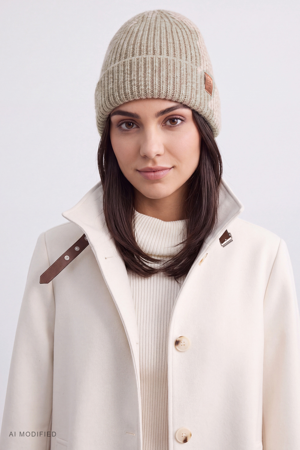 Vivisence bonnet beanie femme à revers pour jours froids, beige