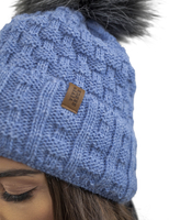 Vivisence Wintermütze mit Bommel Damen Warmes Ideal Für Kalte Wintertage 7015, Denim