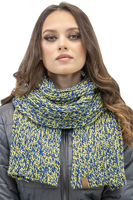 Vivisence Damen Schal Langer Modischer Wärmendes Zweifarbiges Warmem Garn Vielseitig Winterschal Frauen Eleganten Und Sportlichen Outfits Perfekt Für Kalte Wintertage Modell 7107, gelb