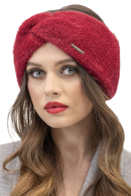 Vivisence Fluffy Lined Twisted Headband For Women Warm Autumn Winter 7093, maroon