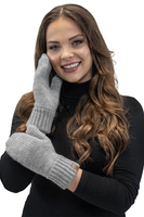 Vivisence Women Winter Hat Scarf And Gloves Set Fleece Lined Soft Knit Warmth, light grey