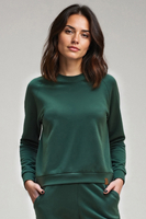 Vivisence Sweatshirt Damen Mit Rundhalsausschnitt Aus Baumwolle Langer Ärmel Bequemer Schnitt 9004, grün