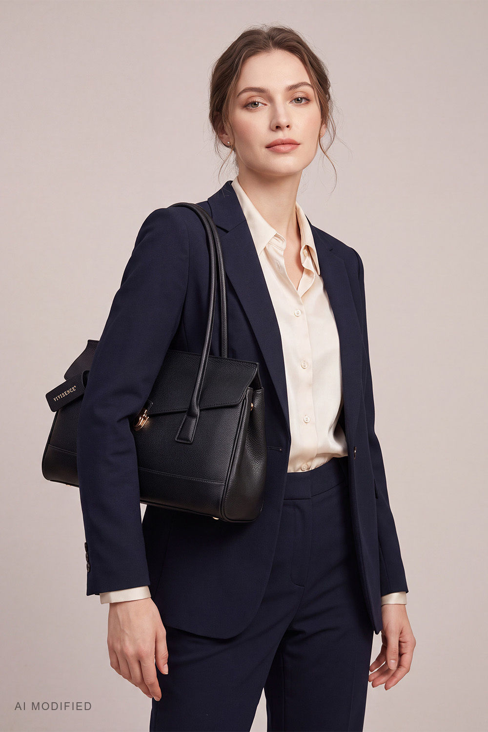 Vivisence Umhängetasche Damen Polyurethan Schultertasche Alltag Arbeit, schwarz