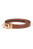 Vivisence Women's Leather Belt Slim Profile Secure Closure Everyday Essential P0005, brown