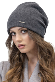 Vivisence Women's Hat Wool Pleated Fleece Lined Comfortable Everyday Winter 7085, dark grey