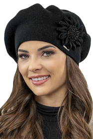 Vivisence Women's Winter Beret Autumn Warm With Delicate Detail 7048, black