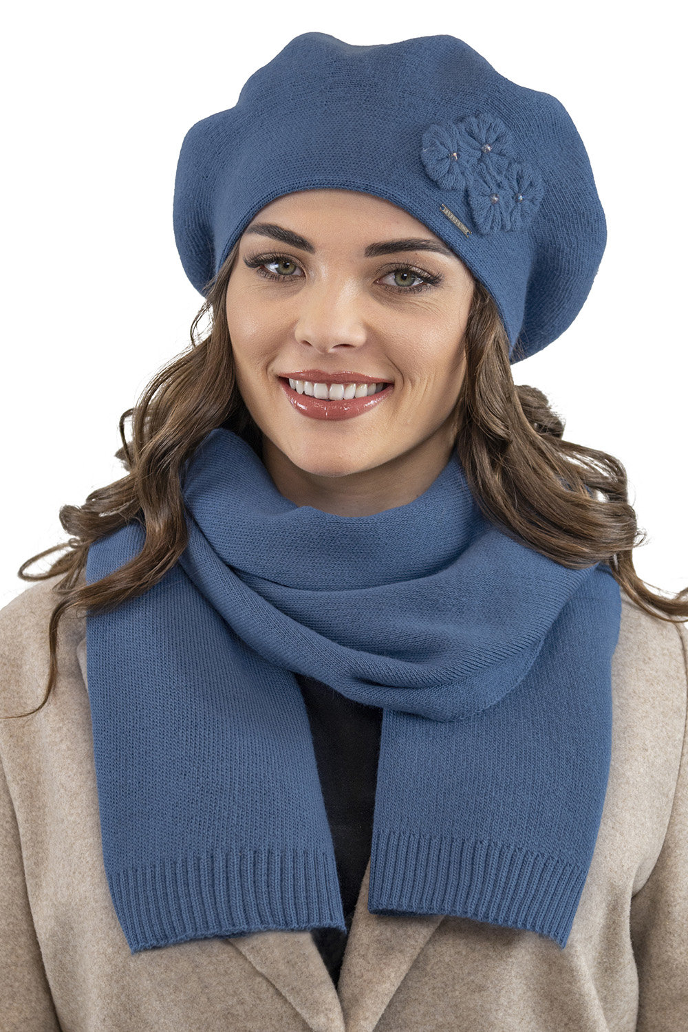 Vivisence Écharpe Femme Hiver Avec Nœud Décoratif Pour Les Journées Froides 7104, bleu