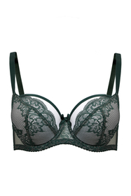 Vivisence Womens Lace Underwire Bra With Soft Cups Adjustable Straps Mesh Details Ideal For Everyday Wear, green