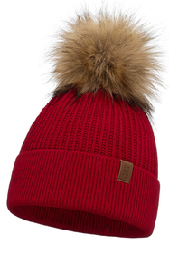 Vivisence Damen Bommelmütze Winter Wintermütze Bommel Herbst Warmem 7042, rot