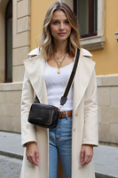 Vivisence Damen Schultertasche mit Reißverschluss Verstellbarer Riemen, Schwarz